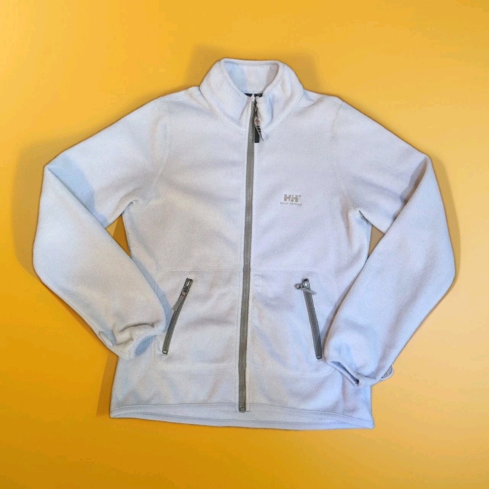 Helly Hansen Jacket Full Zip Fleece Light Blue Lavender Women Large Logo Pockets
